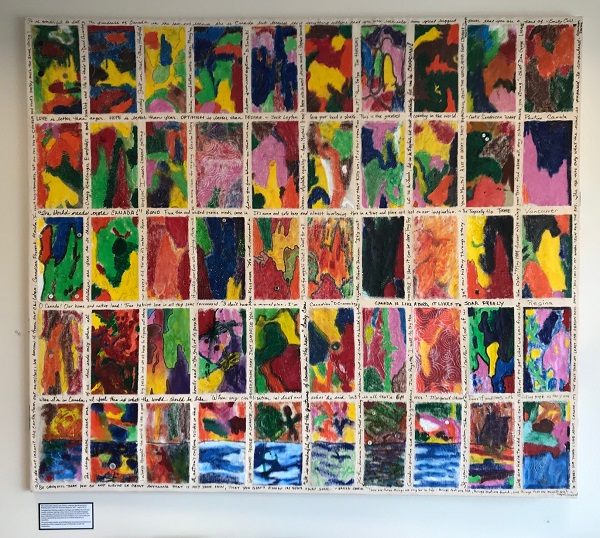 The artwork “Community Canvas” located inside the Claremont Library, Claremont.